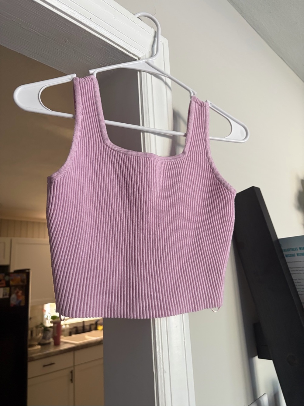 GB girls Pastel Lilac Ribbed Square Crop Tank